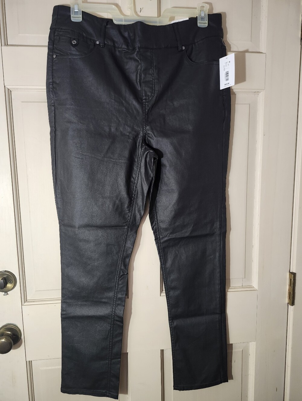 Westbound Black Coated Skinny Jeans - Women's (Leather Look)